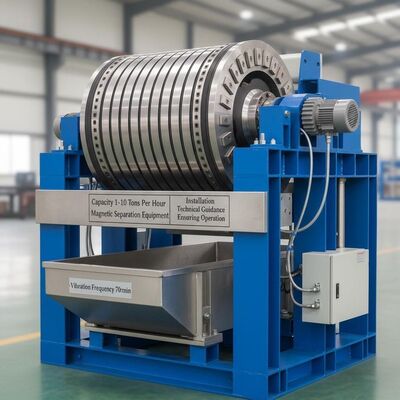 อุปกรณ์แยกแม่เหล็กกำลังการผลิต 1-10 ตันต่อชั่วโมง พร้อมความถี่การสั่น 70 รอบต่อนาที และคำแนะนำทางเทคนิคในการติดตั้งเพื่อให้มั่นใจในการทำงาน